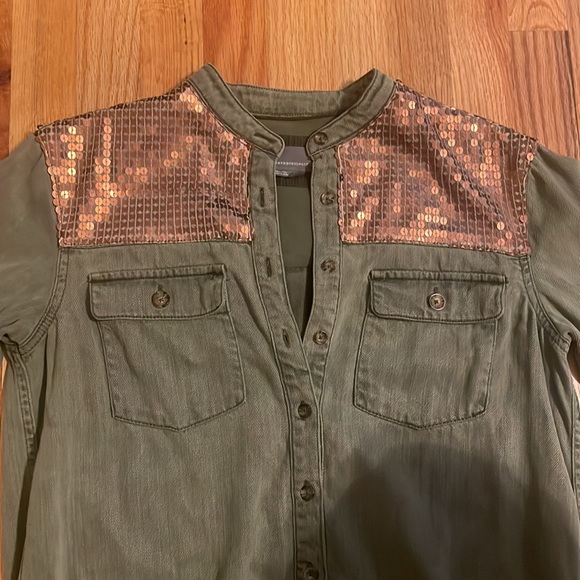 Anthropologie Sequin Button Down Loose Fitting Shirt - Picture 5 of 8